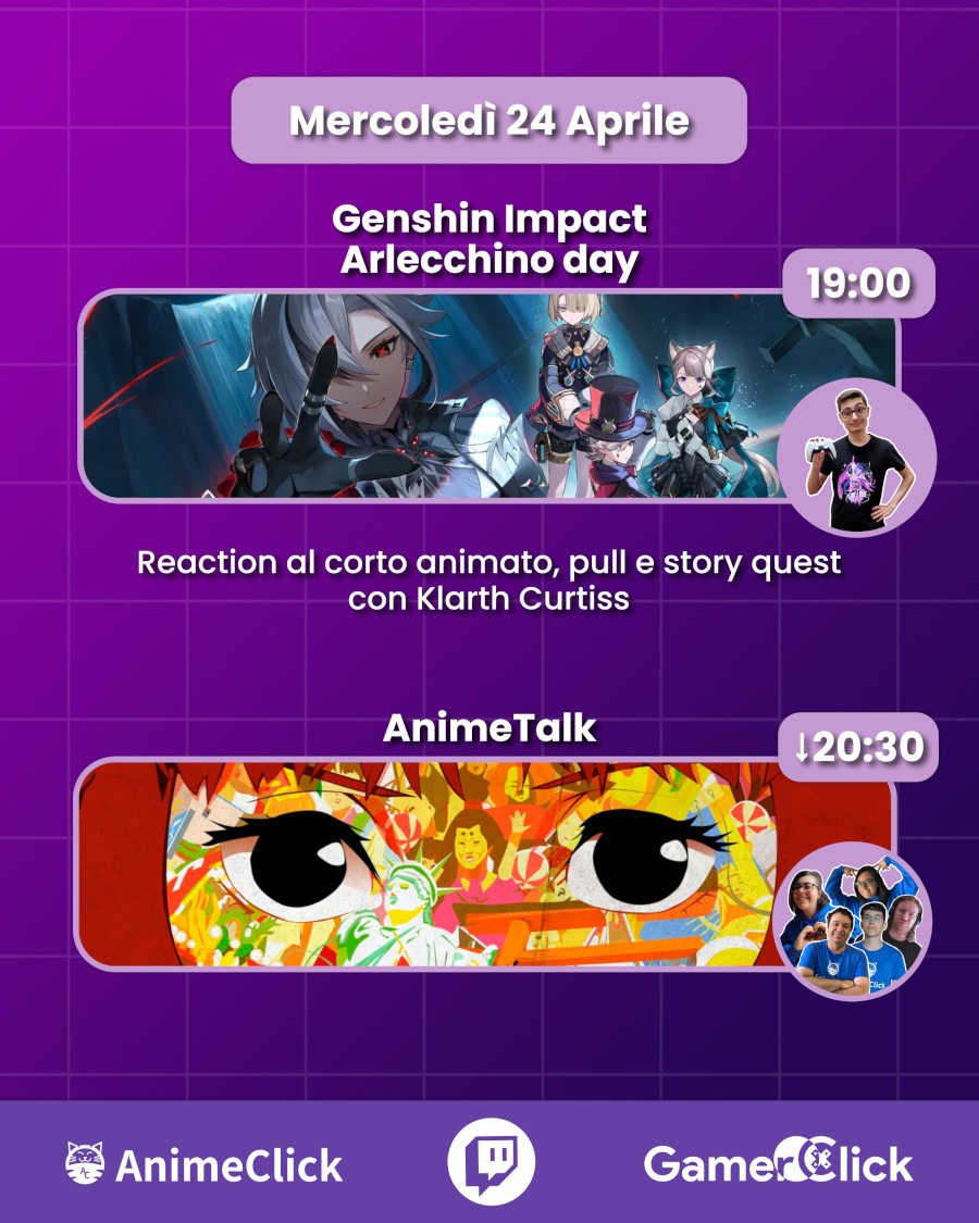 AnimeClick e GamerClick su Twitch: programma dal 22 al 28 aprile, in attesa del Napoli Comicon